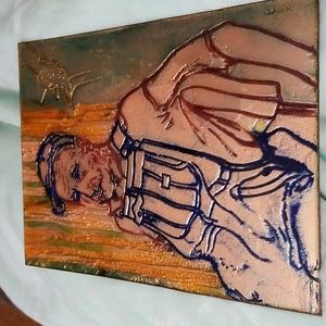 Enamel on copper plate, Fiametta Hsieh, 1971, Ames,  Iowa